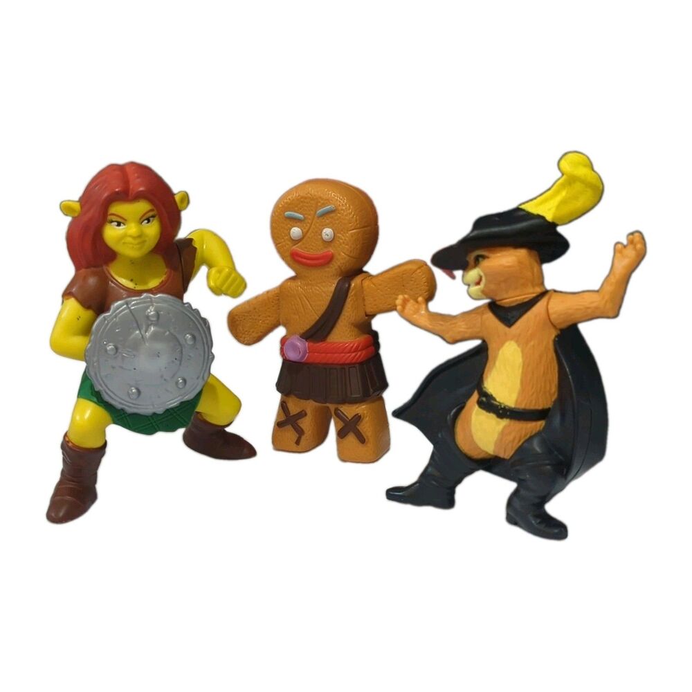 McDonald's Shrek Movies Lot Action Figures Puss in Boots, Gingy, Fiona